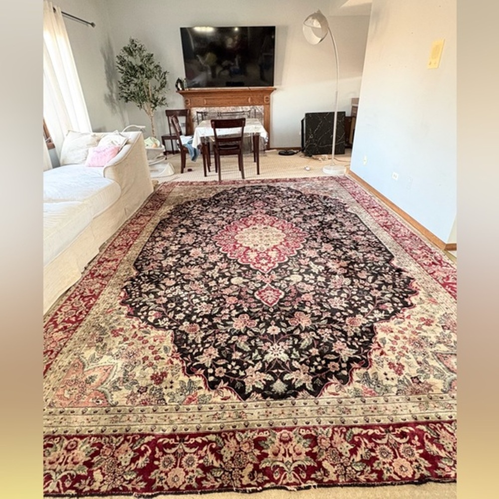 Silk and Wool Area Luxury Natural Rug, 9.4’(112 Inch) X 12.5 Ft